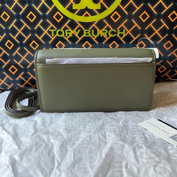 Tory Burch Miller Wallet Crossbody Bag Palm Leaf Green Gold - Picture 11 of 16